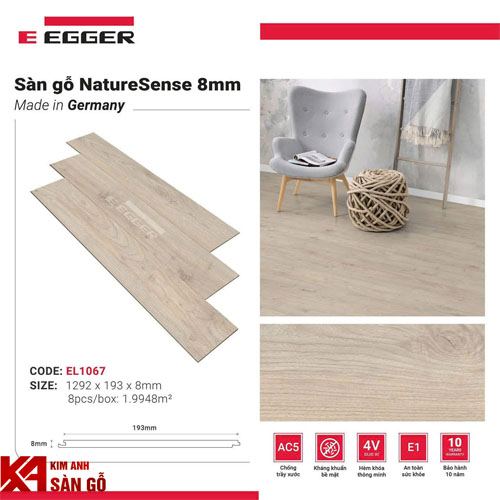 Sàn Gỗ Công Nghiệp Đức 8MM EGGER-EL1067